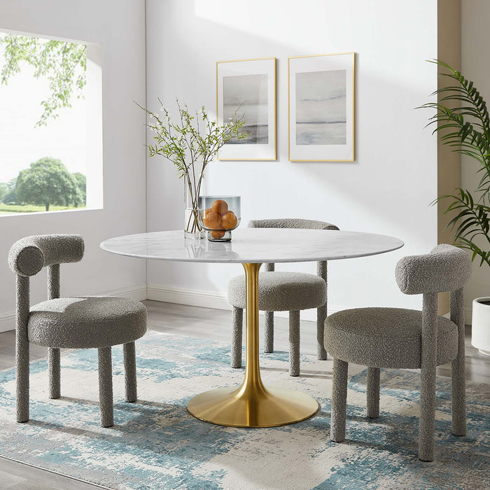 Lippa 54" Round Artificial Marble Dining Table by Modway