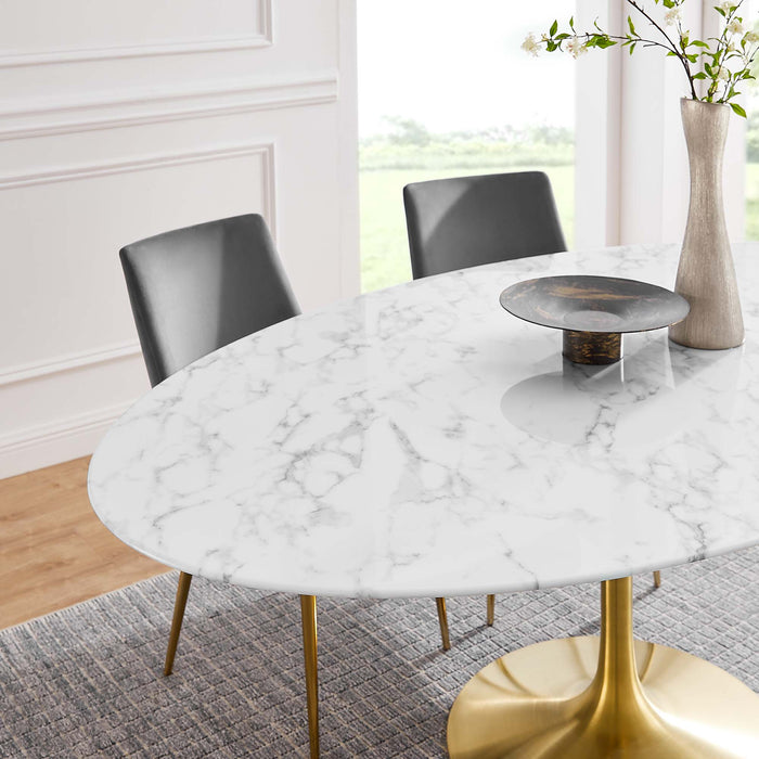 Lippa 78" Oval Artificial Marble Dining Table by Modway