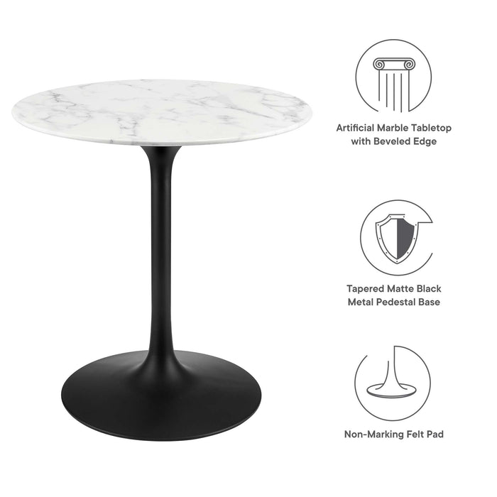 Lippa 28" Round Artificial Marble Dining Table by Modway