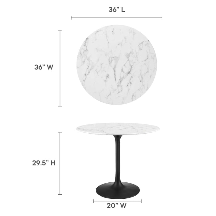 Lippa 36" Round Artificial Marble Dining Table by Modway