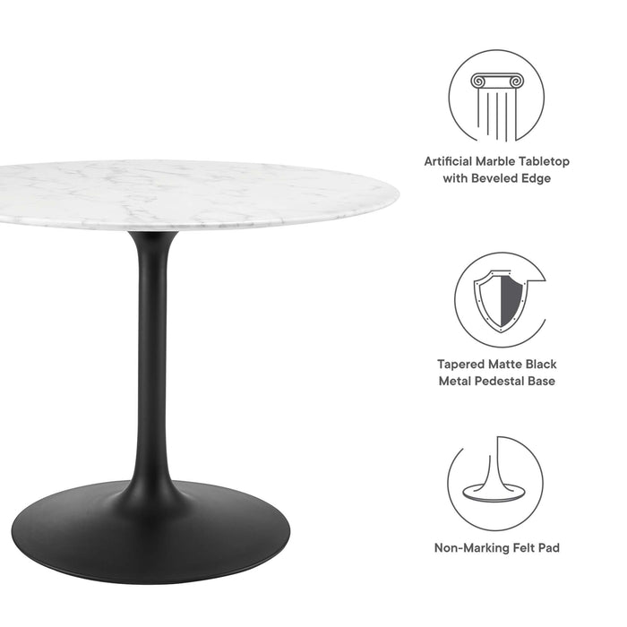 Lippa 40" Round Artificial Marble Dining Table by Modway