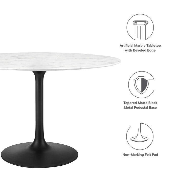 Lippa 48" Round Artificial Marble Dining Table by Modway