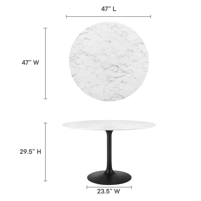 Lippa 48" Round Artificial Marble Dining Table by Modway