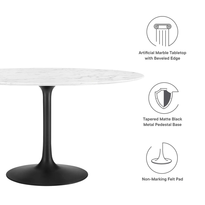 Lippa 54" Round Artificial Marble Dining Table by Modway