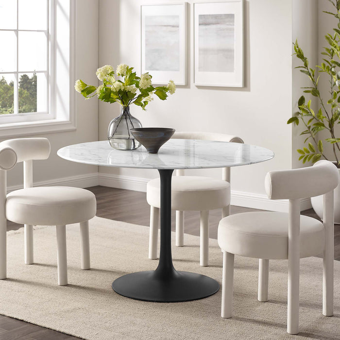 Lippa 48" Round Artificial Marble Dining Table by Modway