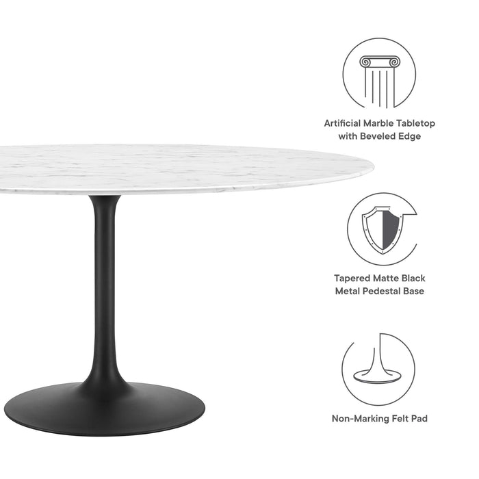 Lippa 60" Round Artificial Marble Dining Table by Modway