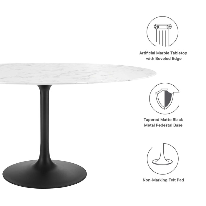 Lippa 60" Oval Artificial Marble Dining Table by Modway