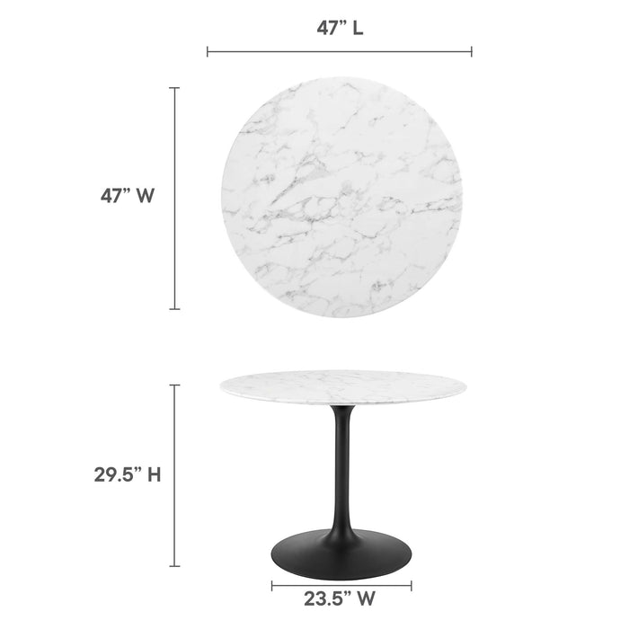 Lippa 40" Round Artificial Marble Dining Table by Modway