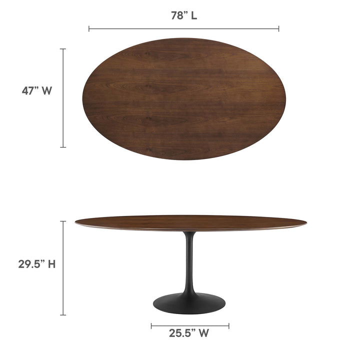 Lippa 78" Oval Walnut Wood Grain Dining Table by Modway