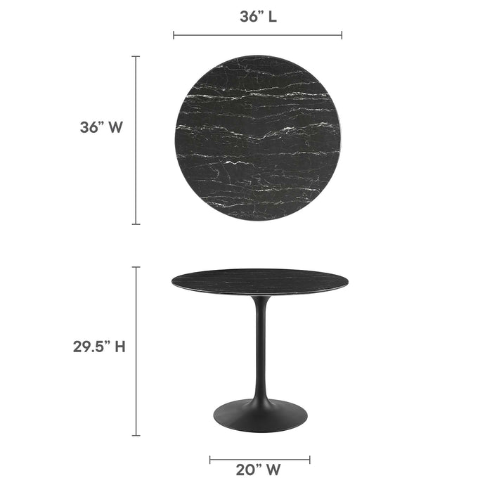 Lippa 36" Round Artificial Marble Dining Table by Modway