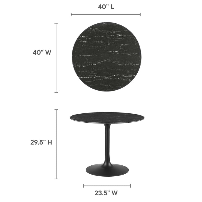 Lippa 40" Round Artificial Marble Dining Table by Modway