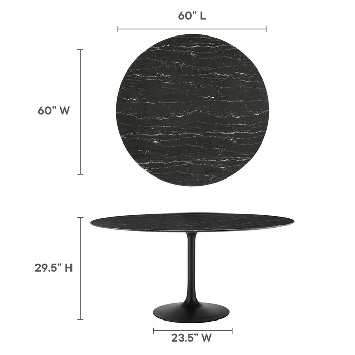 Lippa 60" Round Artificial Marble Dining Table by Modway