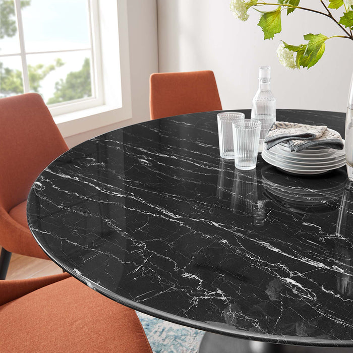 Lippa 60" Round Artificial Marble Dining Table by Modway