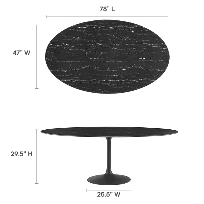 Lippa 78" Oval Artificial Marble Dining Table by Modway