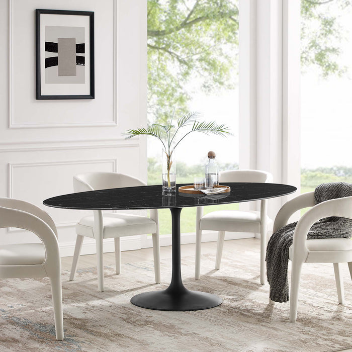 Lippa 78" Oval Artificial Marble Dining Table by Modway