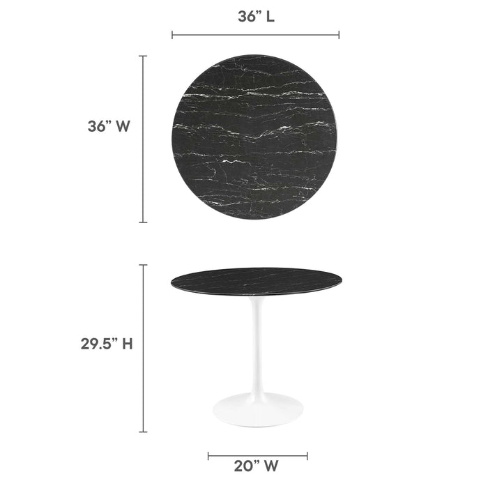 Lippa 36" Round Artificial Marble Dining Table by Modway