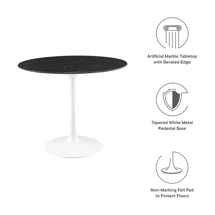 Lippa 36" Round Artificial Marble Dining Table by Modway