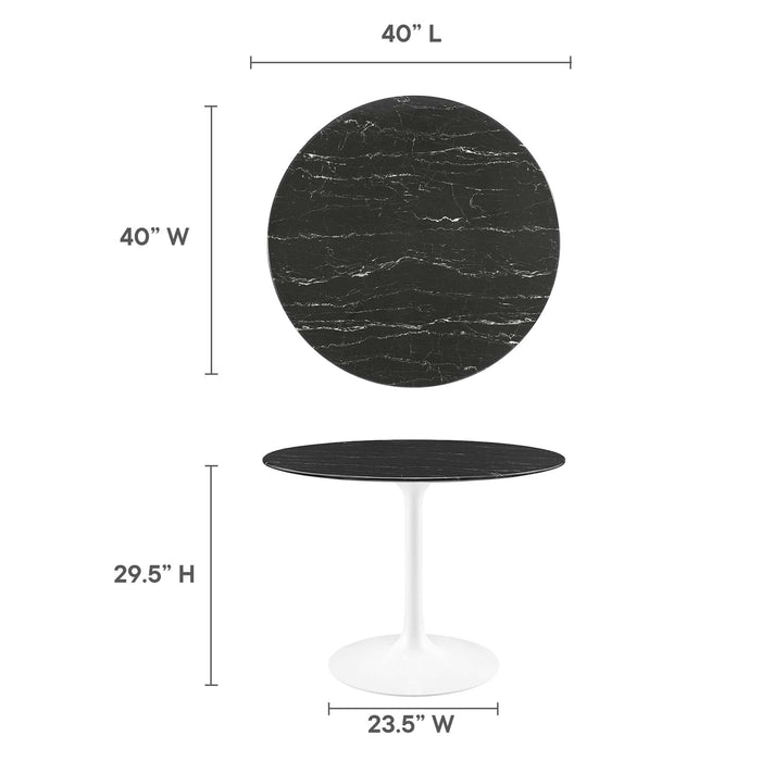 Lippa 40" Round Artificial Marble Dining Table by Modway