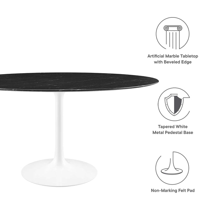 Lippa 60" Round Artificial Marble Dining Table by Modway