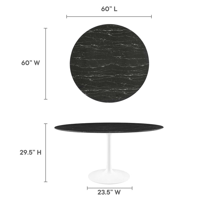 Lippa 60" Round Artificial Marble Dining Table by Modway