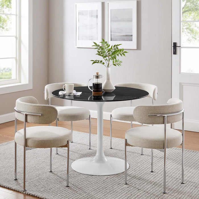 Lippa 40" Round Artificial Marble Dining Table by Modway