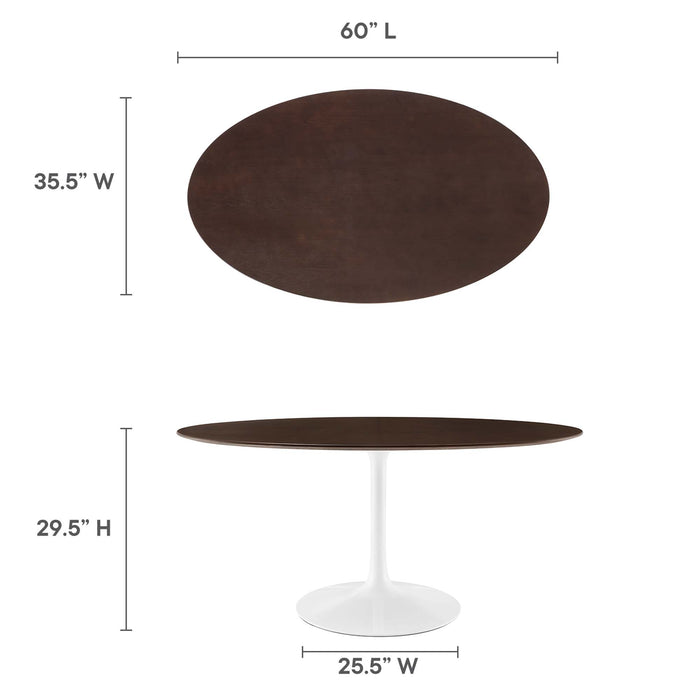 Lippa 60" Oval Cherry Walnut Wood Grain Dining Table by Modway