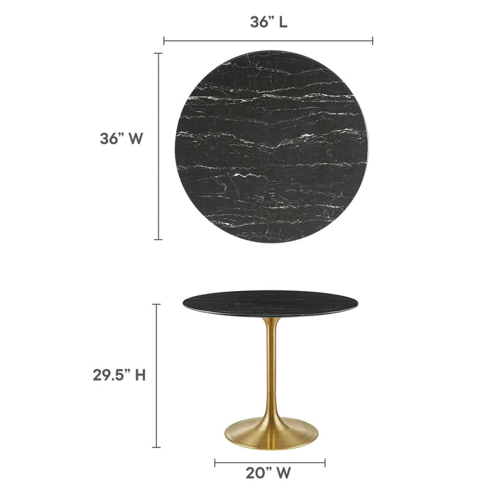 Lippa 36" Round Artificial Marble Dining Table by Modway