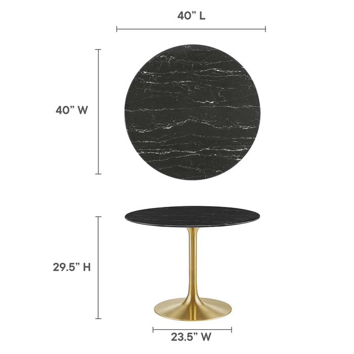 Lippa 40" Round Artificial Marble Dining Table by Modway