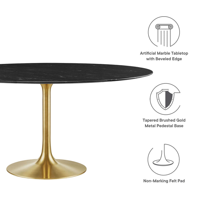 Lippa 60" Round Artificial Marble Dining Table by Modway