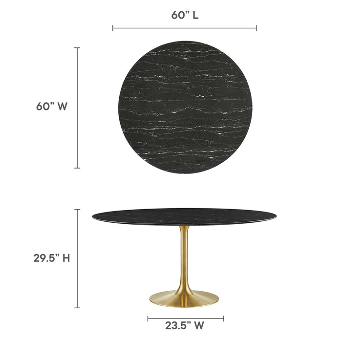 Lippa 60" Round Artificial Marble Dining Table by Modway