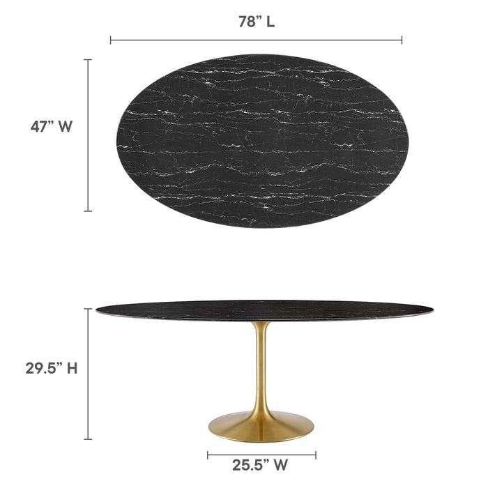 Lippa 78" Oval Artificial Marble Dining Table by Modway