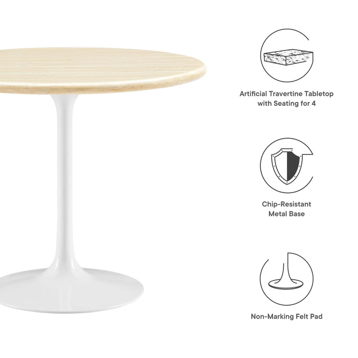 Lippa 36" Round Artificial Travertine Dining Table by Modway