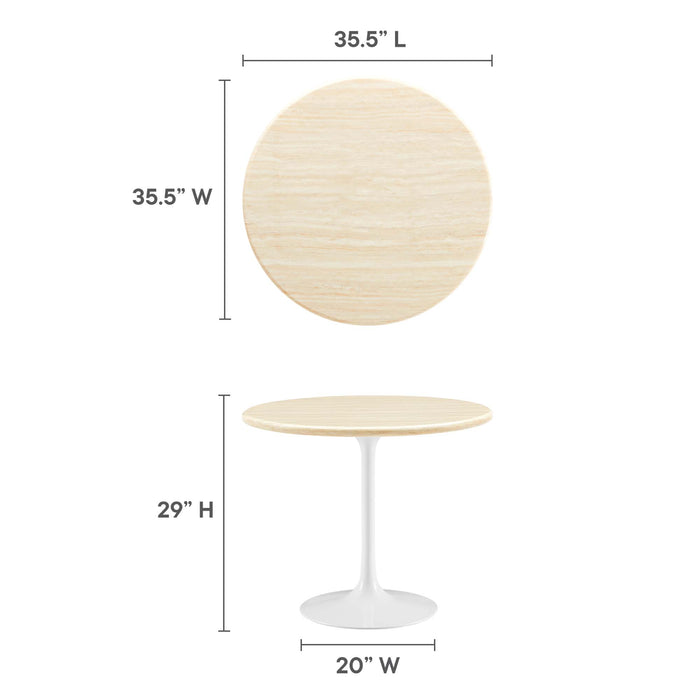 Lippa 36" Round Artificial Travertine Dining Table by Modway