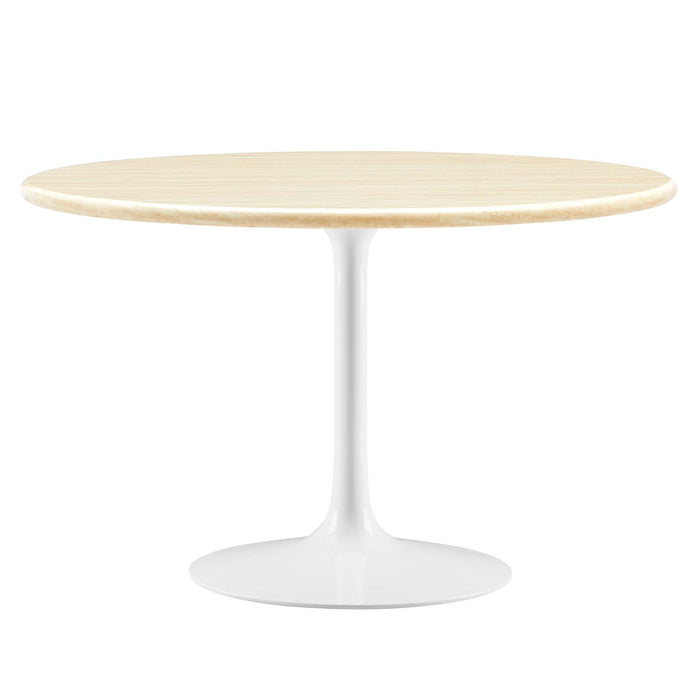 Lippa 48" Round Artificial Travertine Dining Table by Modway