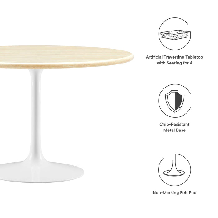 Lippa 48" Round Artificial Travertine Dining Table by Modway