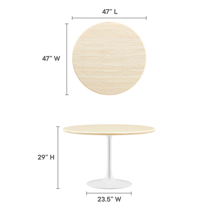 Lippa 48" Round Artificial Travertine Dining Table by Modway