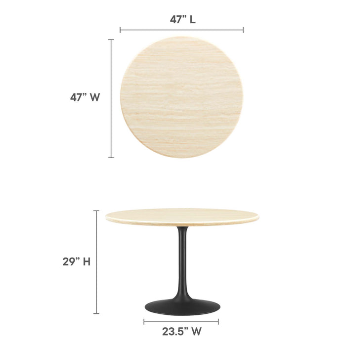 Lippa 48" Round Artificial Travertine Dining Table by Modway