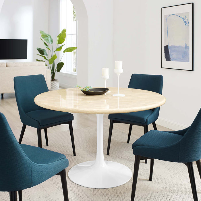 Lippa 48" Round Artificial Travertine Dining Table by Modway