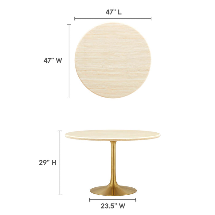 Lippa 48" Round Artificial Travertine Dining Table by Modway