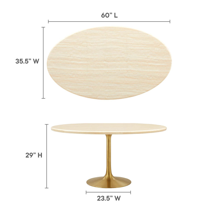 Lippa 60� Oval Artificial Travertine Dining Table by Modway