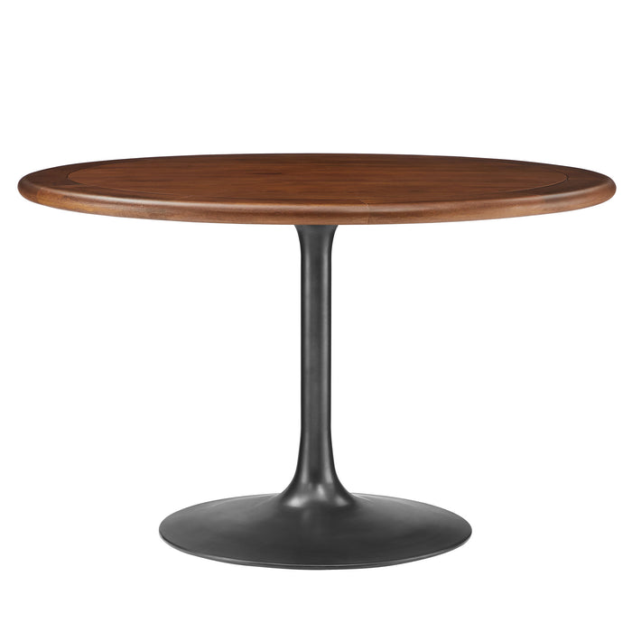 Lippa 48" Round Pedestal Solid Wood and Metal Dining Table by Modway