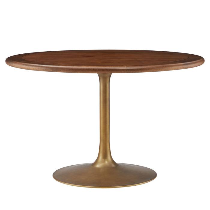 Lippa 48" Round Pedestal Solid Wood and Metal Dining Table by Modway