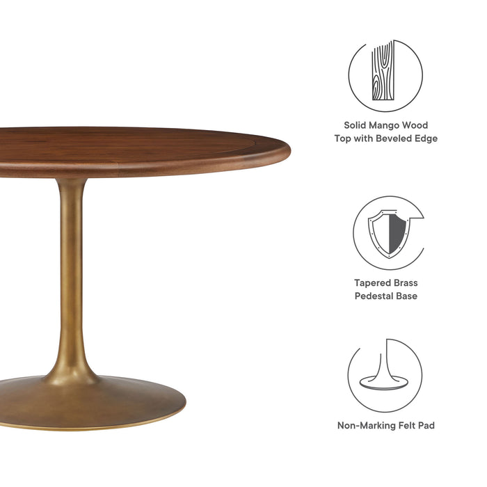 Lippa 48" Round Pedestal Solid Wood and Metal Dining Table by Modway