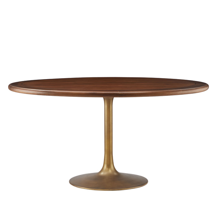 Lippa 60" Round Pedestal Solid Wood and Metal Dining Table by Modway