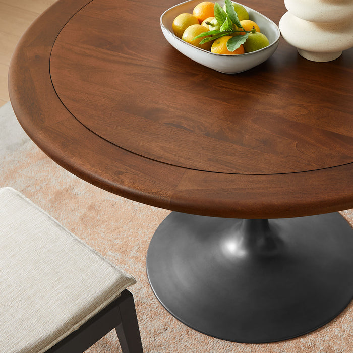 Lippa 48" Round Pedestal Solid Wood and Metal Dining Table by Modway