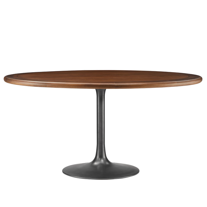 Lippa 60" Round Pedestal Solid Wood and Metal Dining Table by Modway