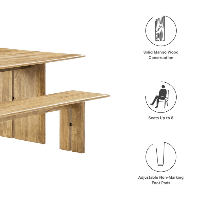 Amistad 86" Wood Dining Table and Bench Set by Modway