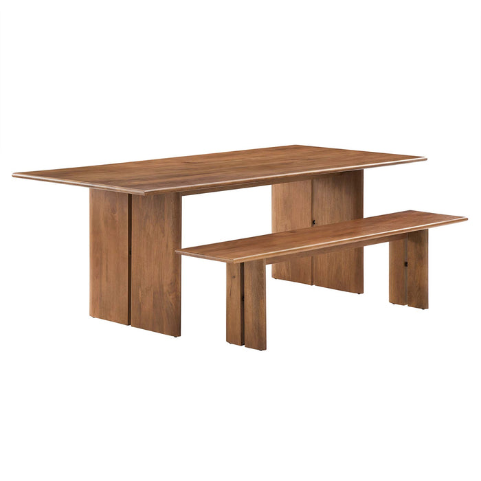 Amistad 86" Wood Dining Table and Bench Set by Modway