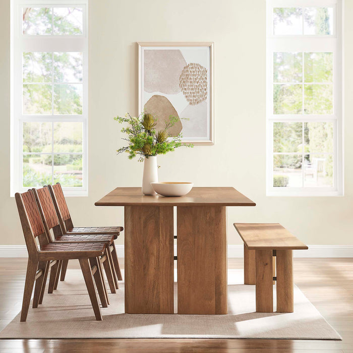 Amistad 86" Wood Dining Table and Bench Set by Modway