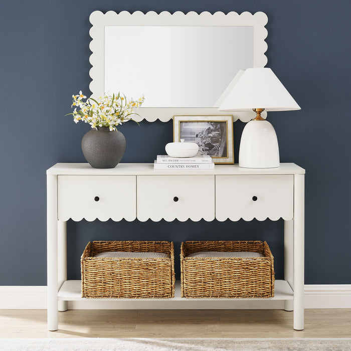 Emmeline 3-Drawer Scalloped Console Table by Modway